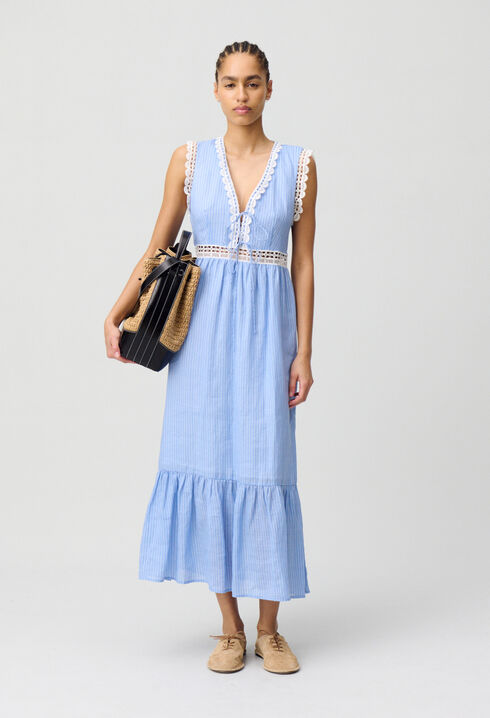 Striped Lace Maxi Dress