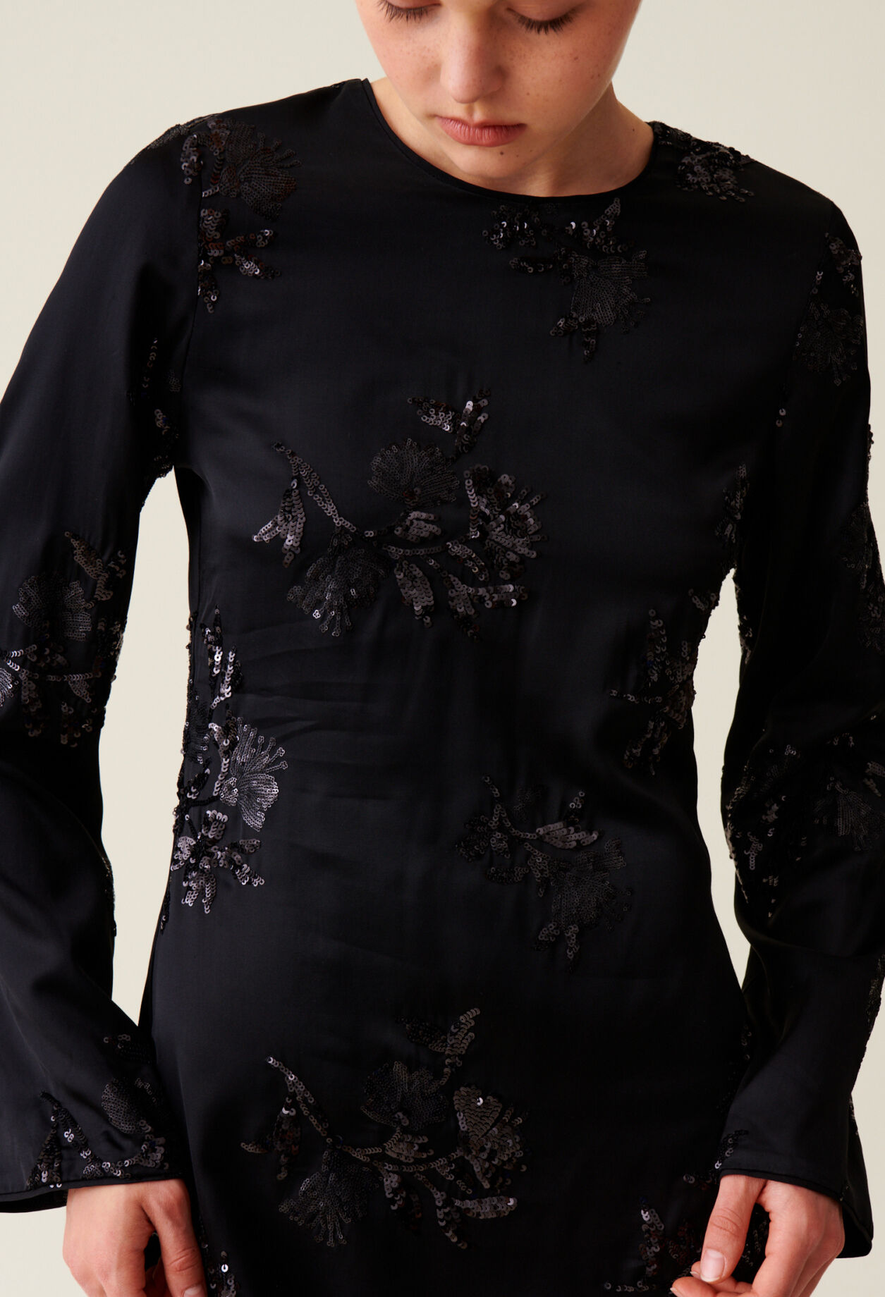 Black dress embroidered sequins