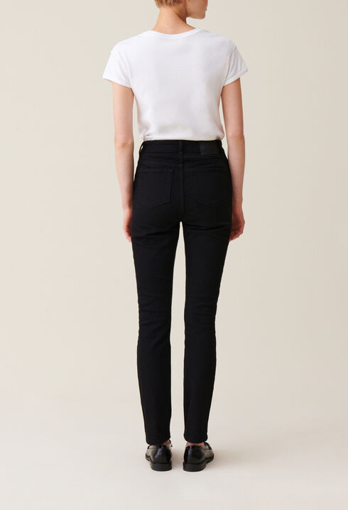 Black mid-rise slim jeans