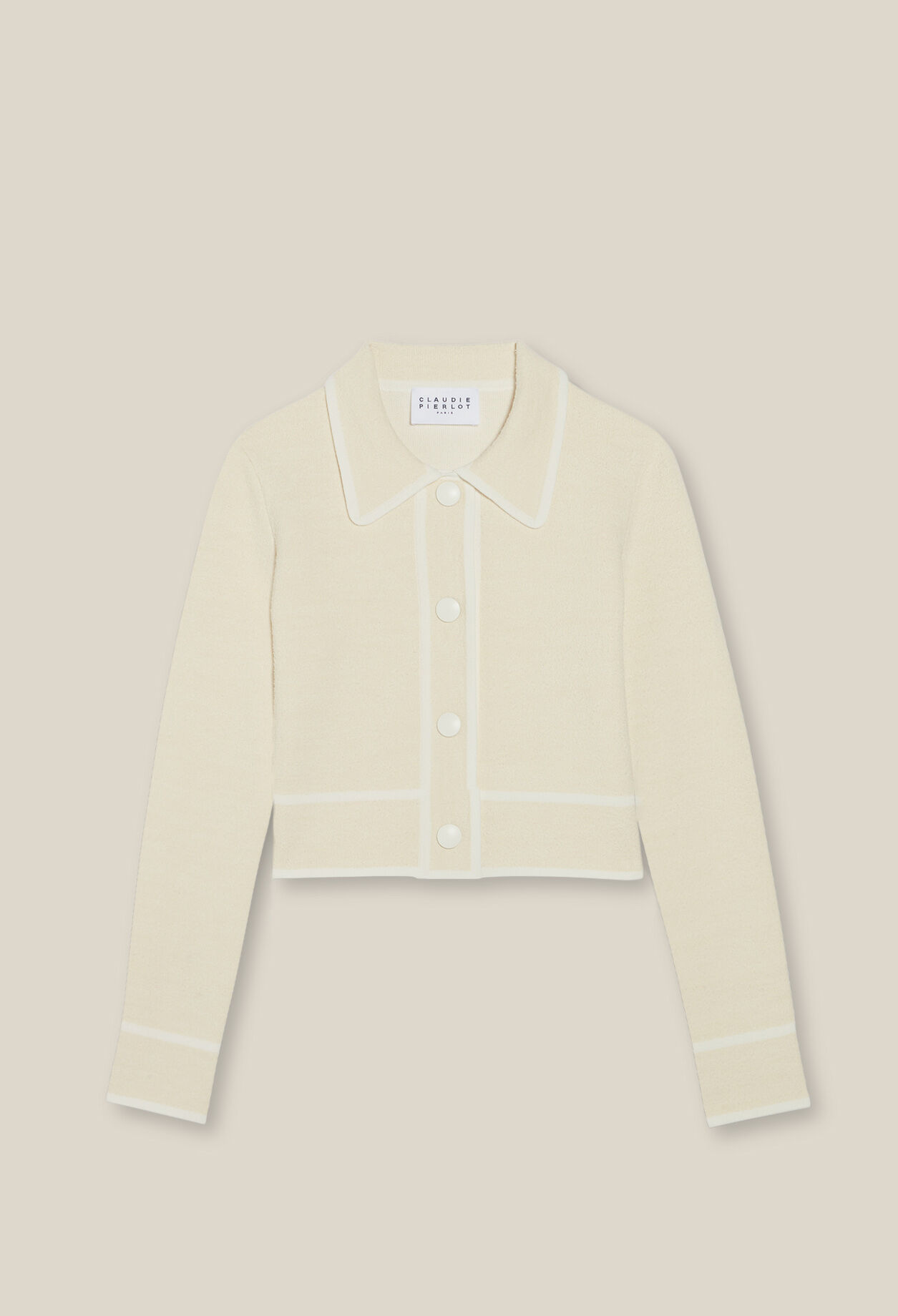 Mottled cardigan with piping