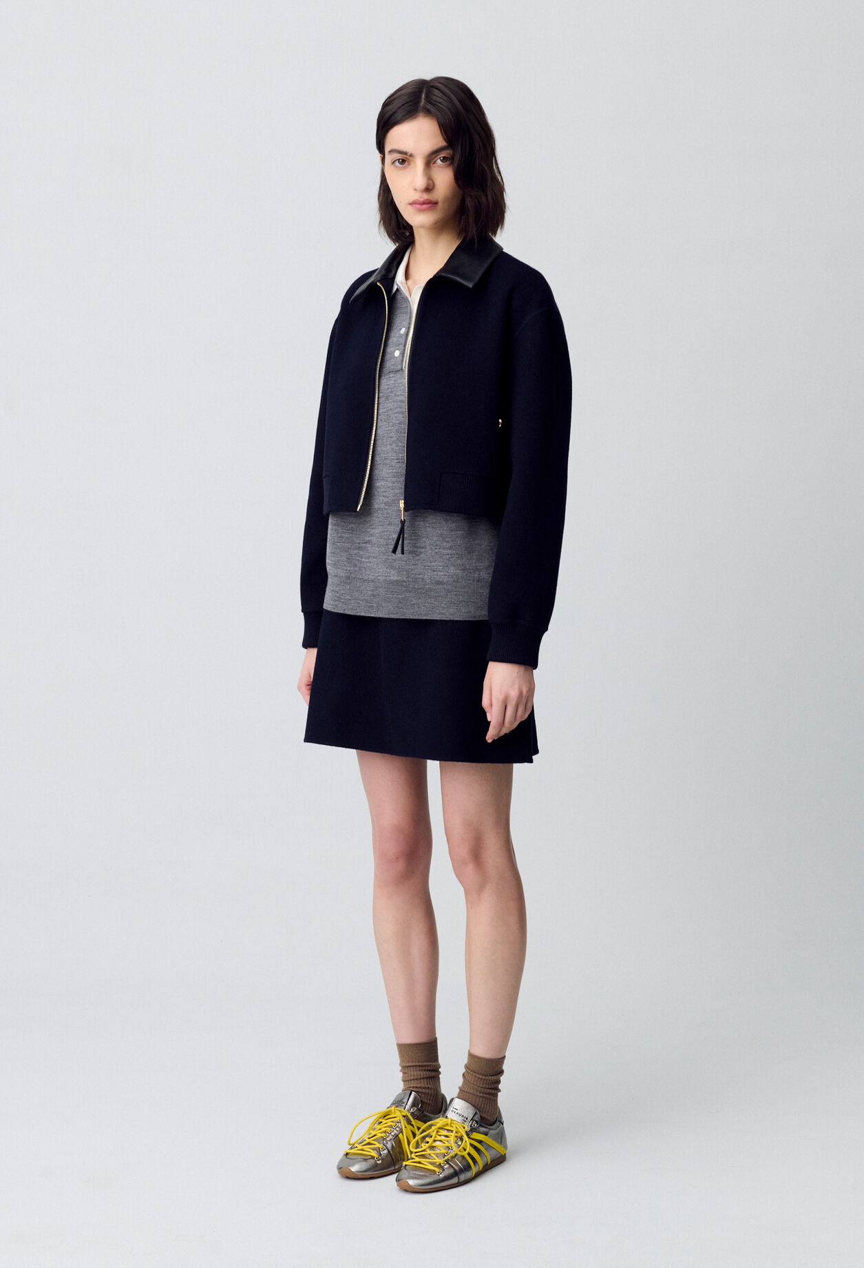 Short Straight Wool Skirt