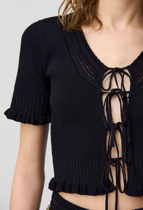 Fine knit top with bows