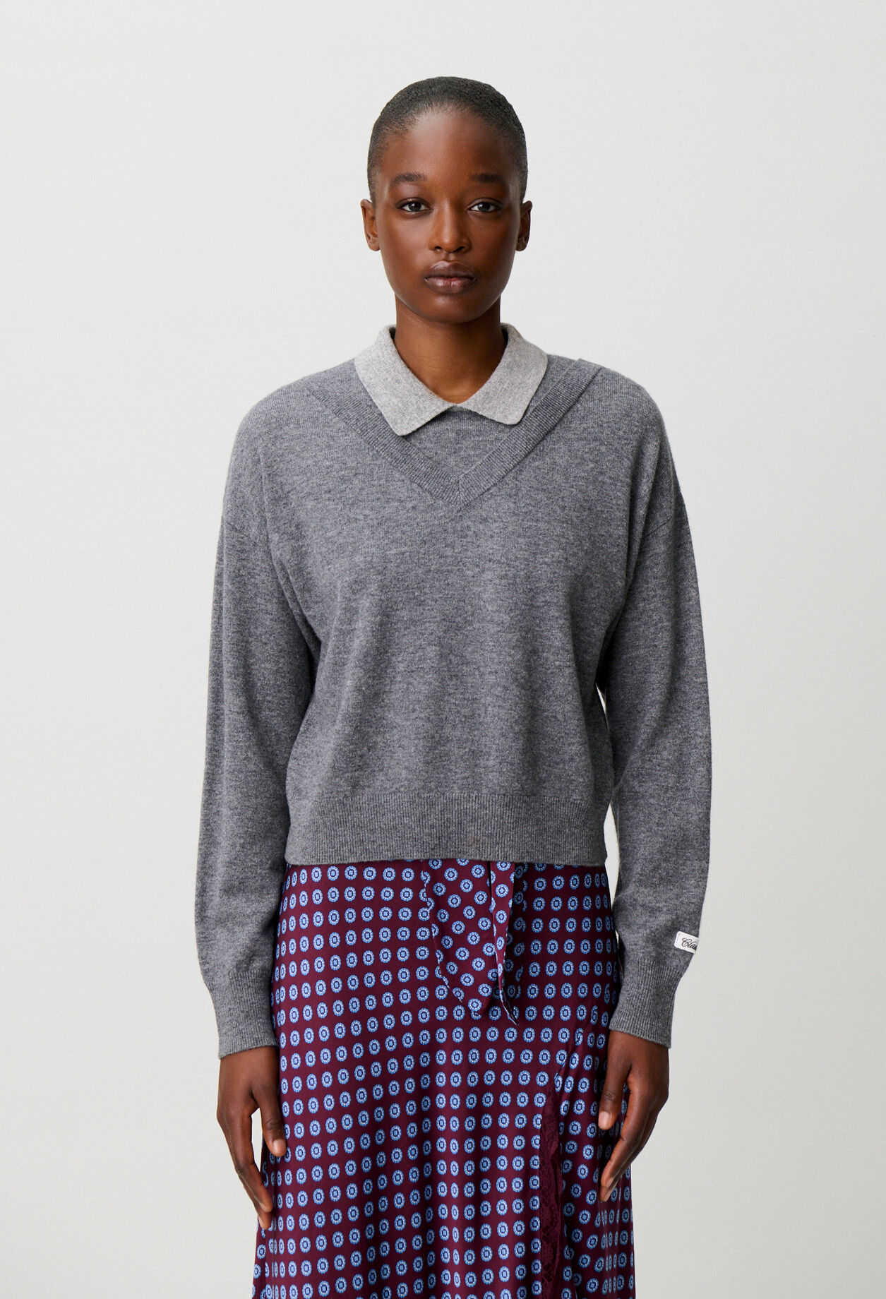 V-neck wool jumper