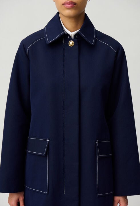 Belted mid-length trench