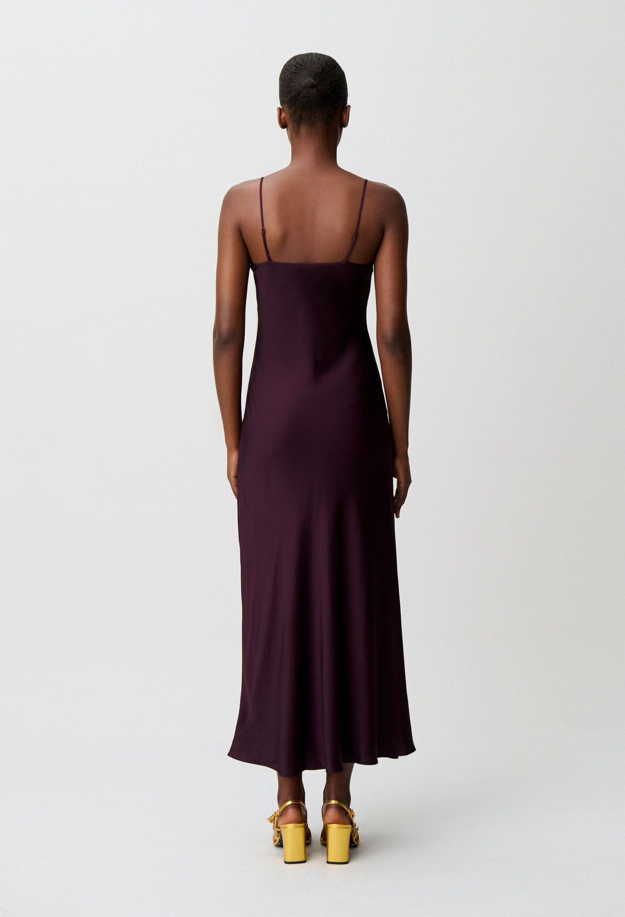 Flowy fringed satin dress