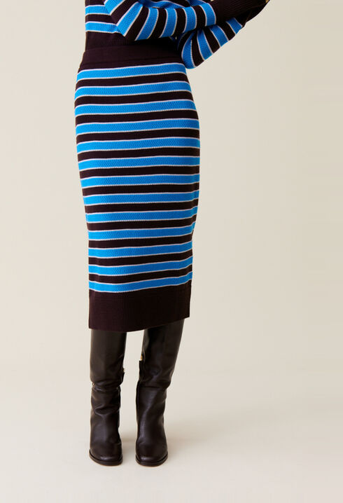 Striped knit sailor skirt