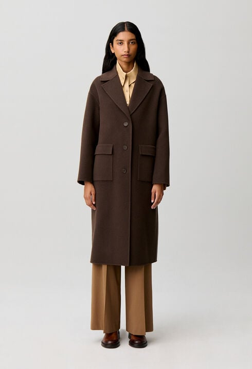 Long tailored collar wool coat
