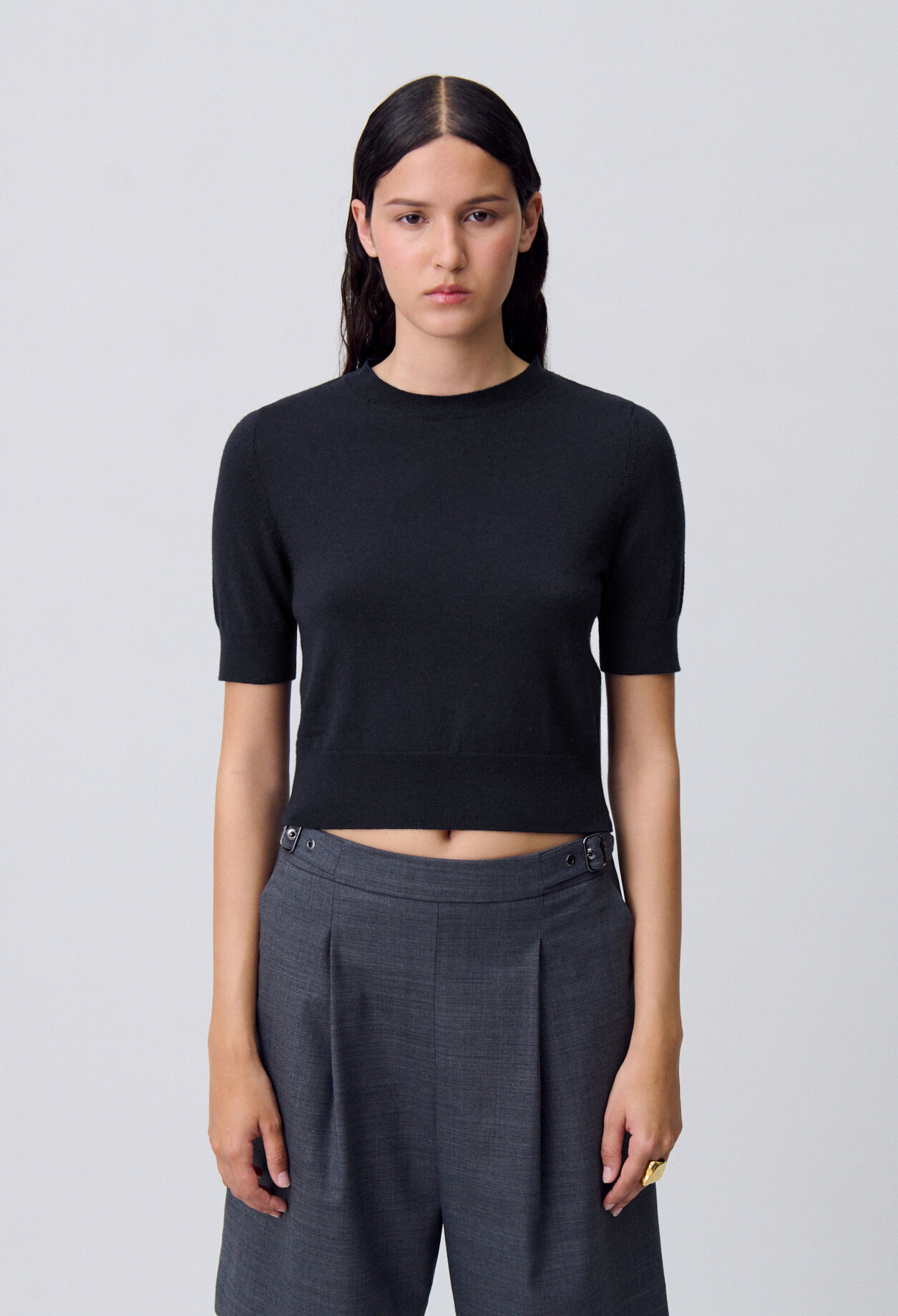 Fine Knit Top with Collar