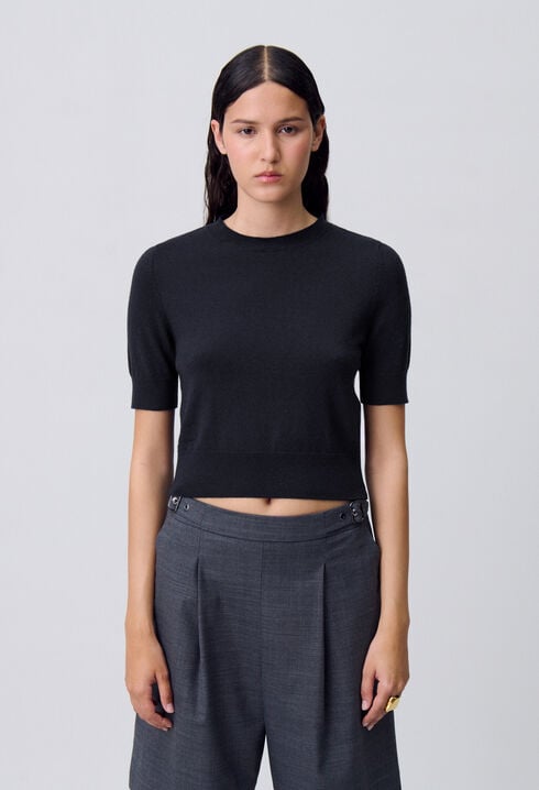 Fine Knit Top with Collar
