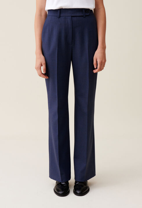 Navy wool suit trousers