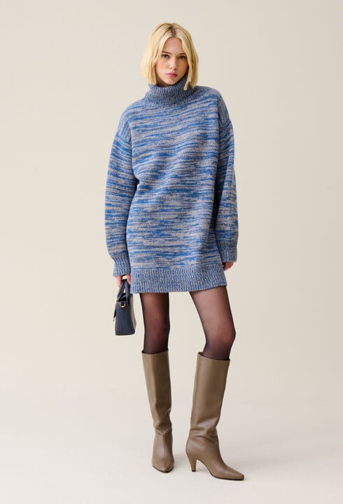 Short wool turtleneck dress