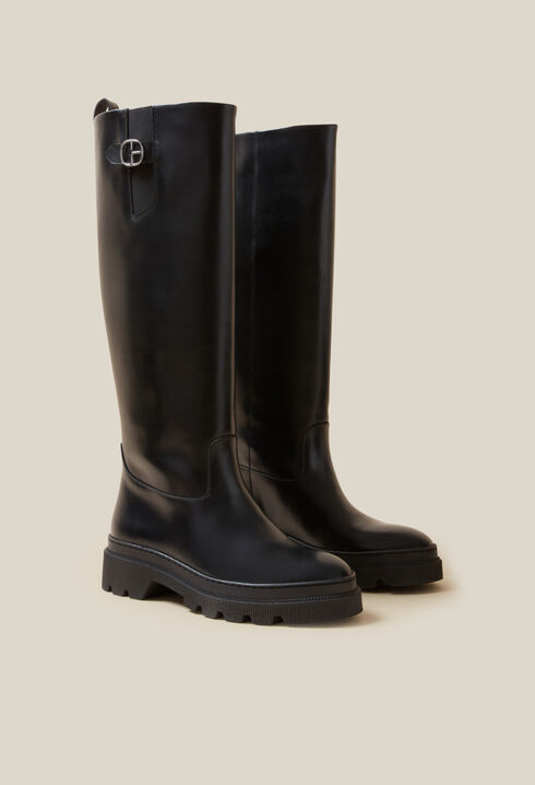 Smooth Leather High Boots