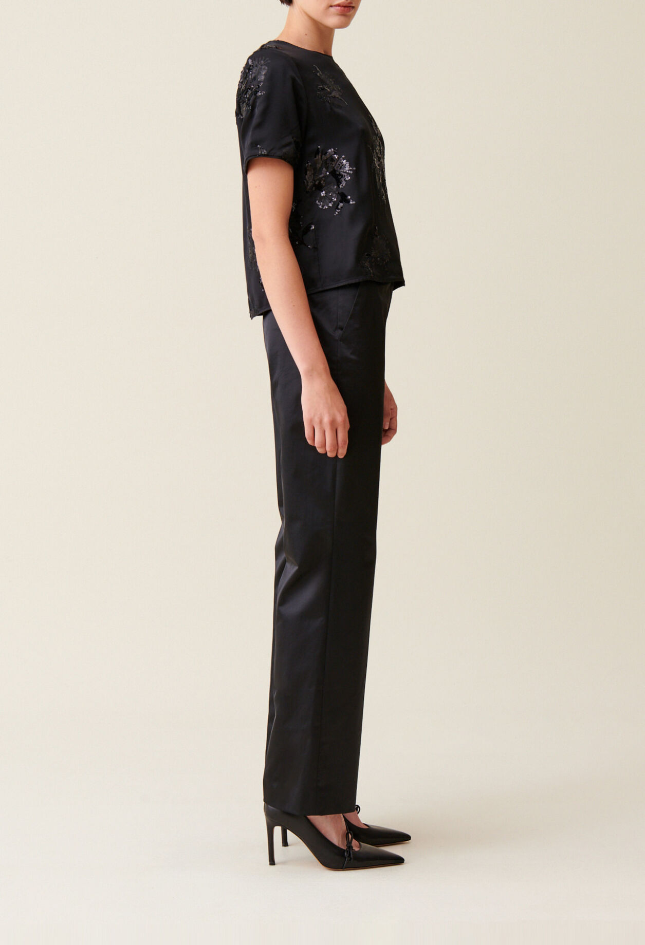 Black top with embroidered sequins