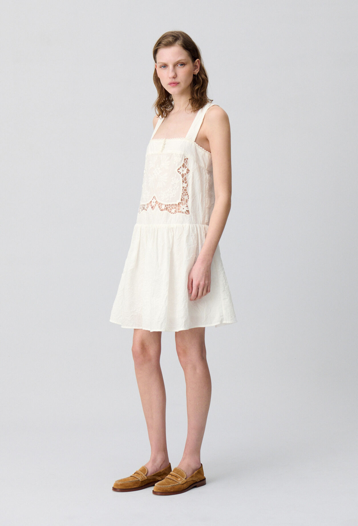 Short Dress with Embroidered Bodice