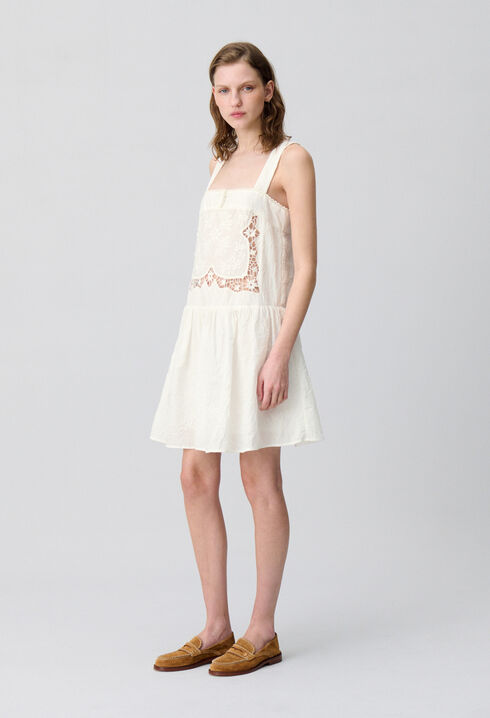 Short Dress with Embroidered Bodice