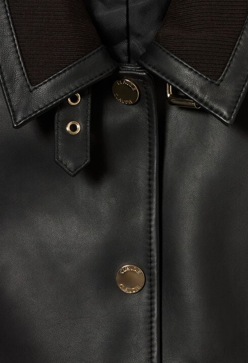 Leather bomber jacket