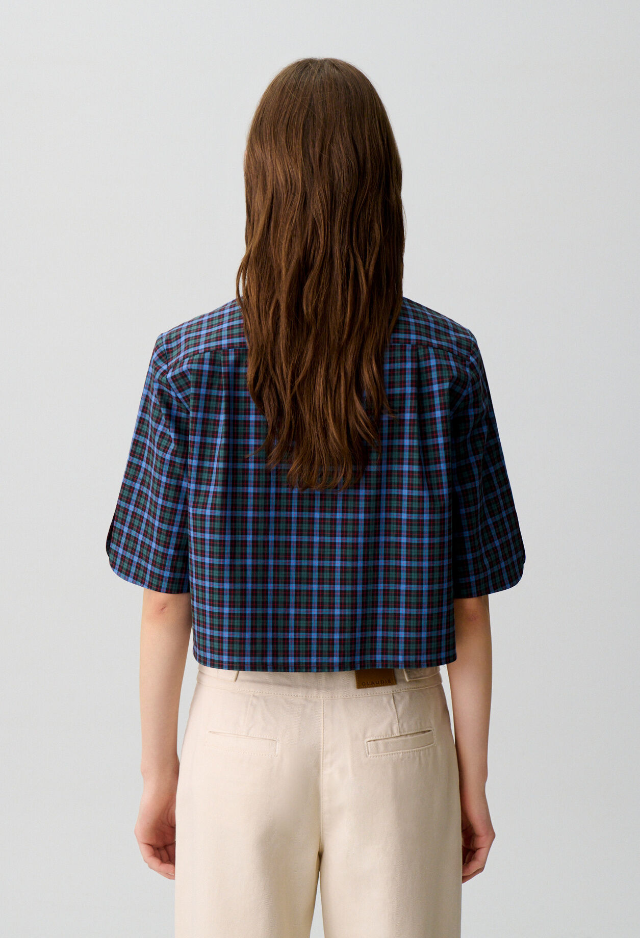 Checked tie-neck shirt
