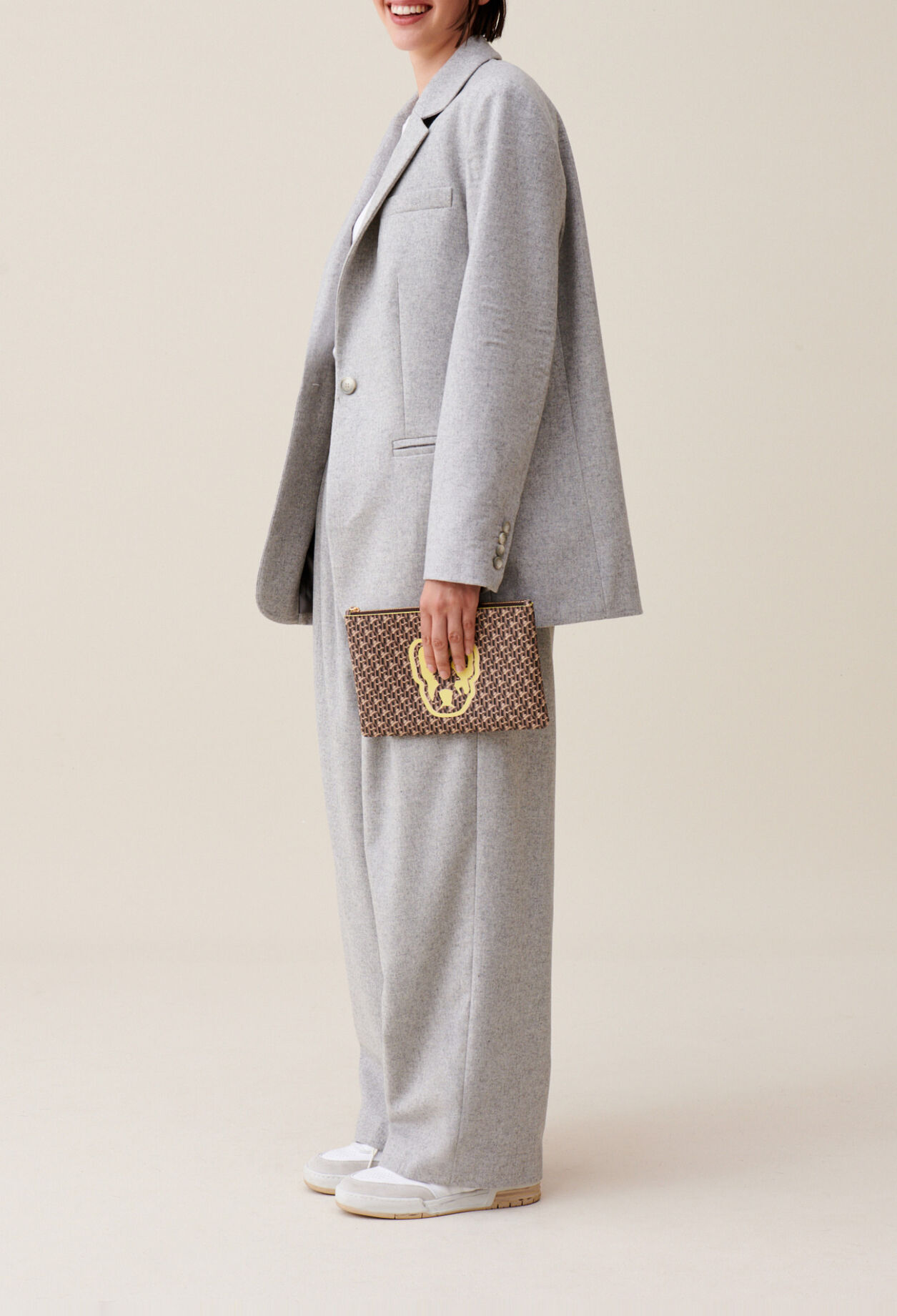 Grey wool-blend tailored jacket