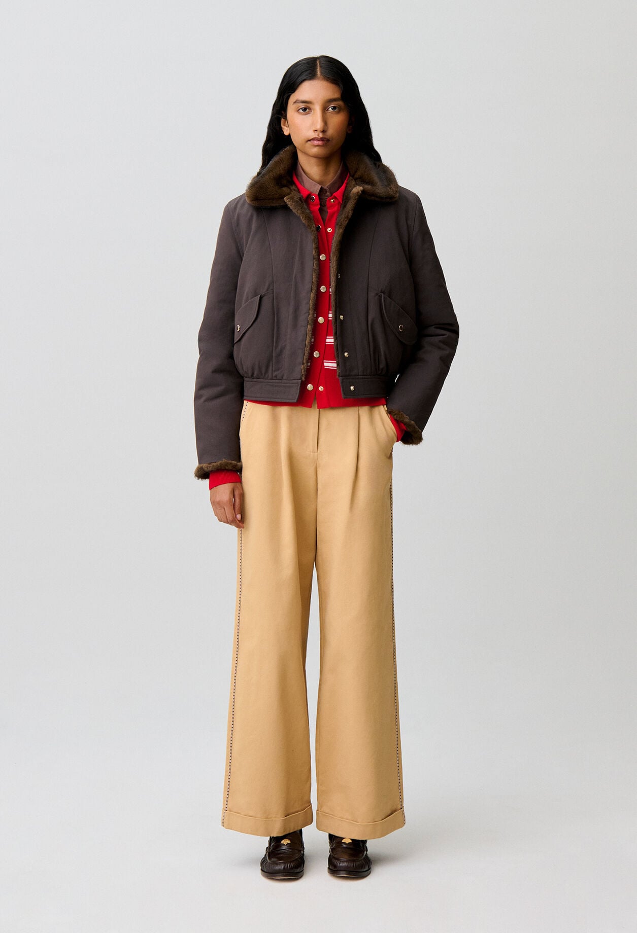 Short reversible nylon parka