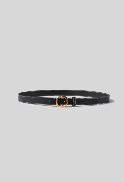 Leather belt gold buckle