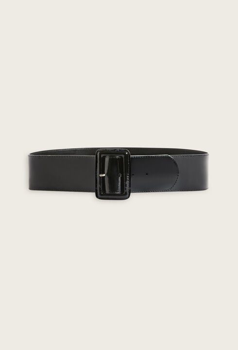 Black wide patent belt