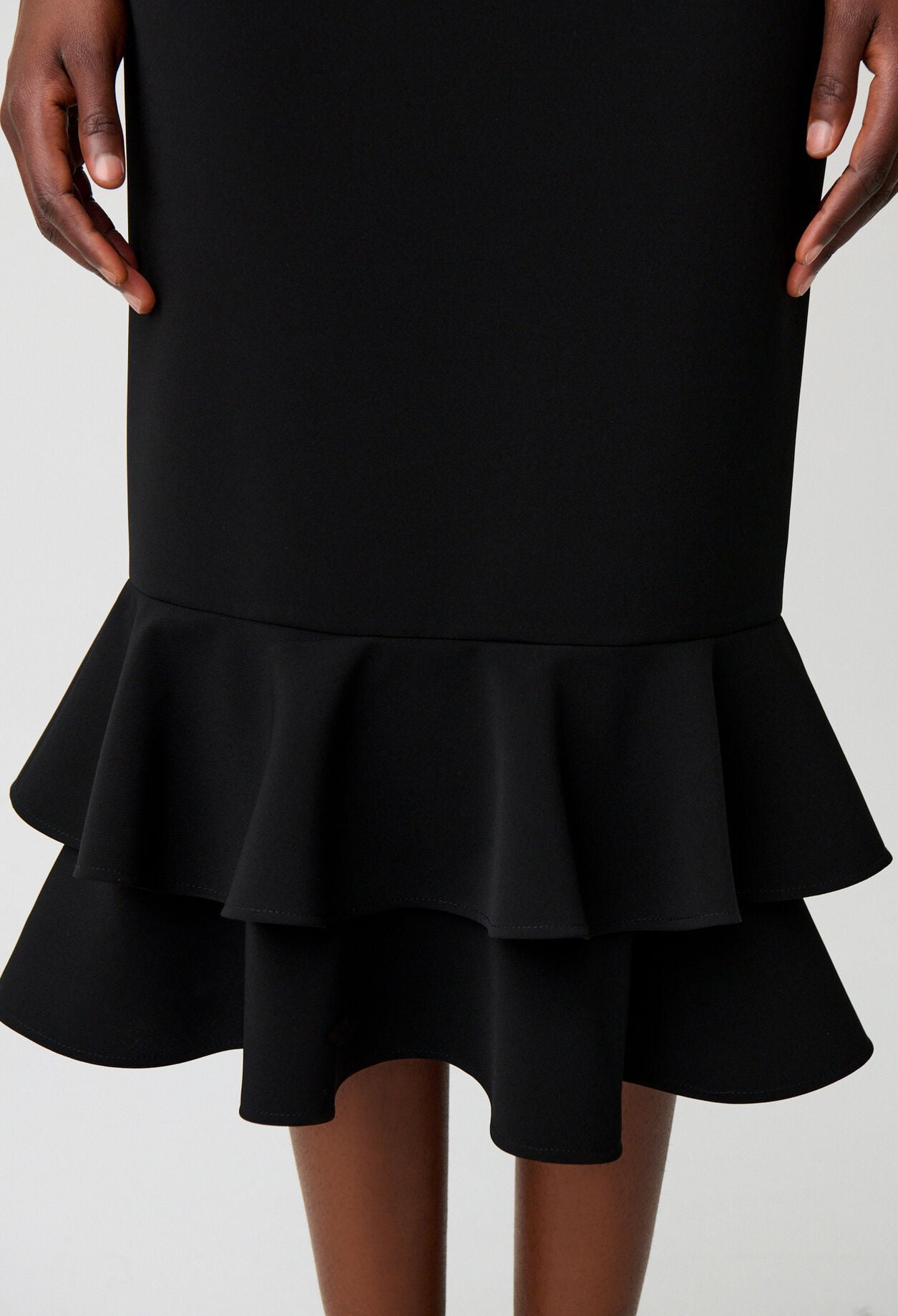 Flared ruffled midi skirt