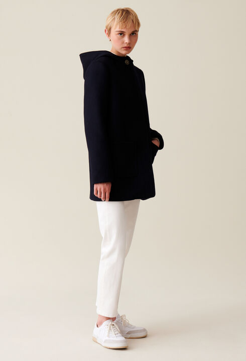 Black hooded coat