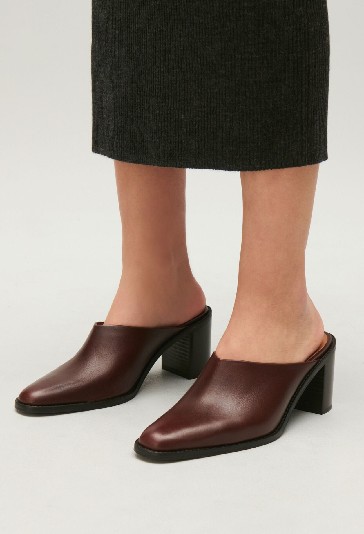 Brown mules with heels