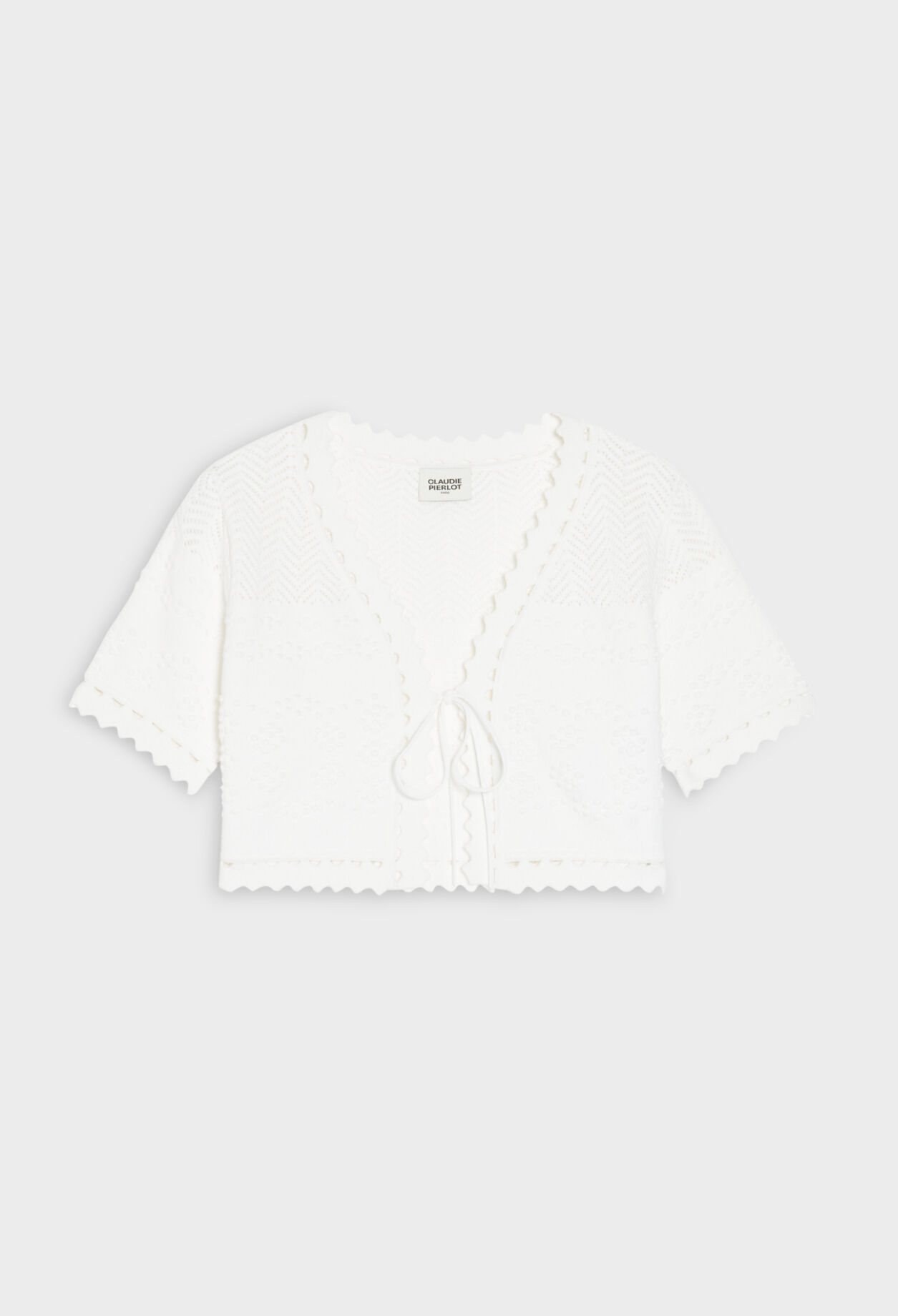 Ecru short knit cardigan