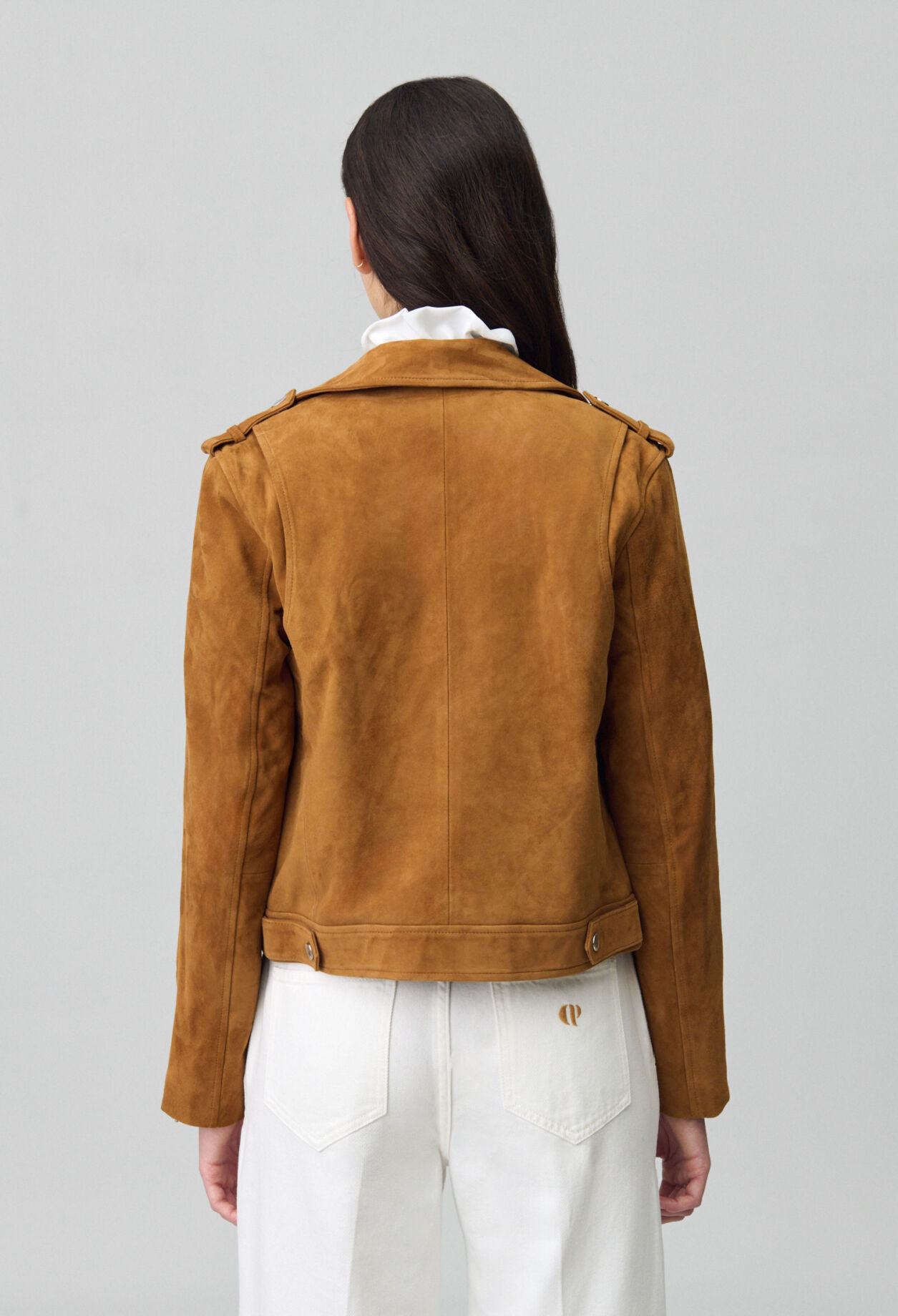 Suede leather biker jacket