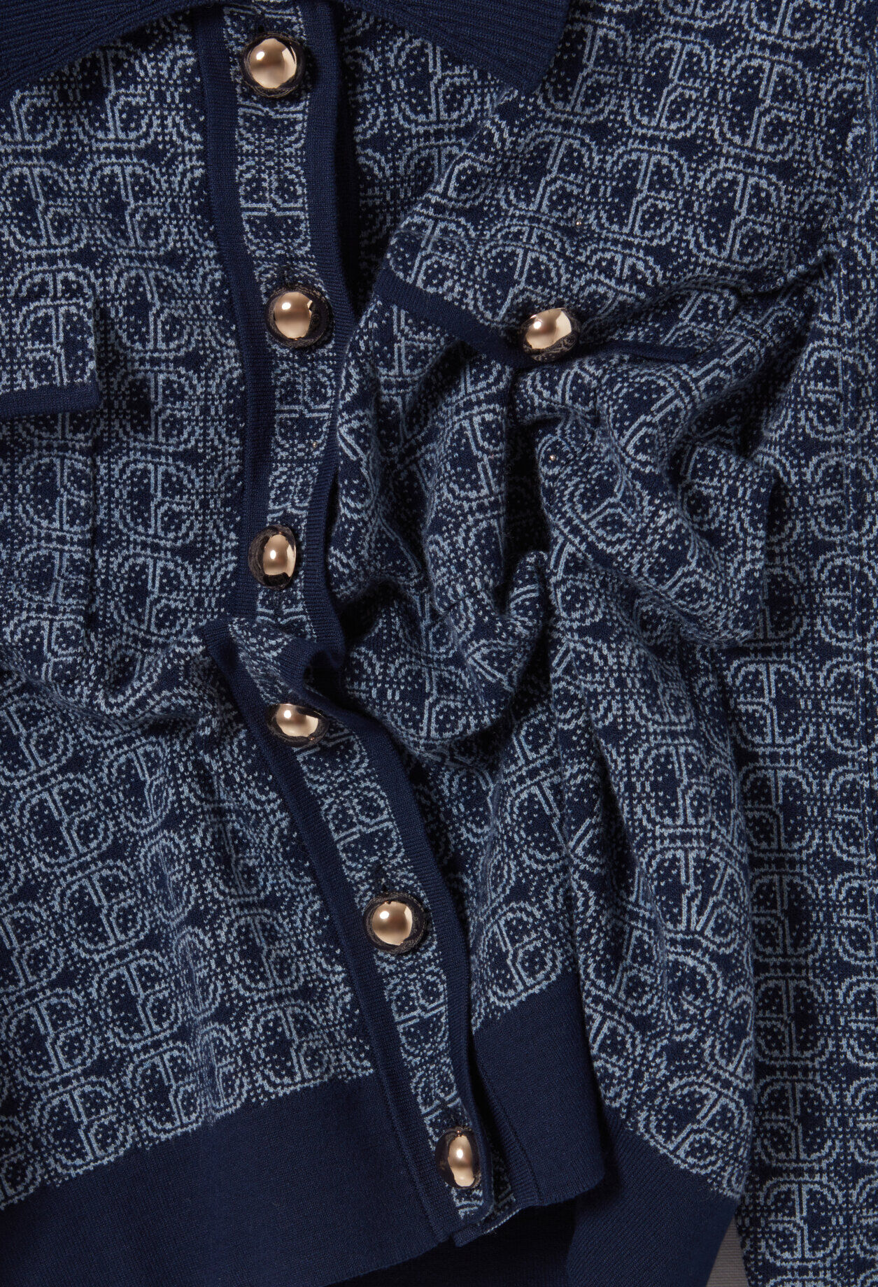 CP monogram cardigan with collar