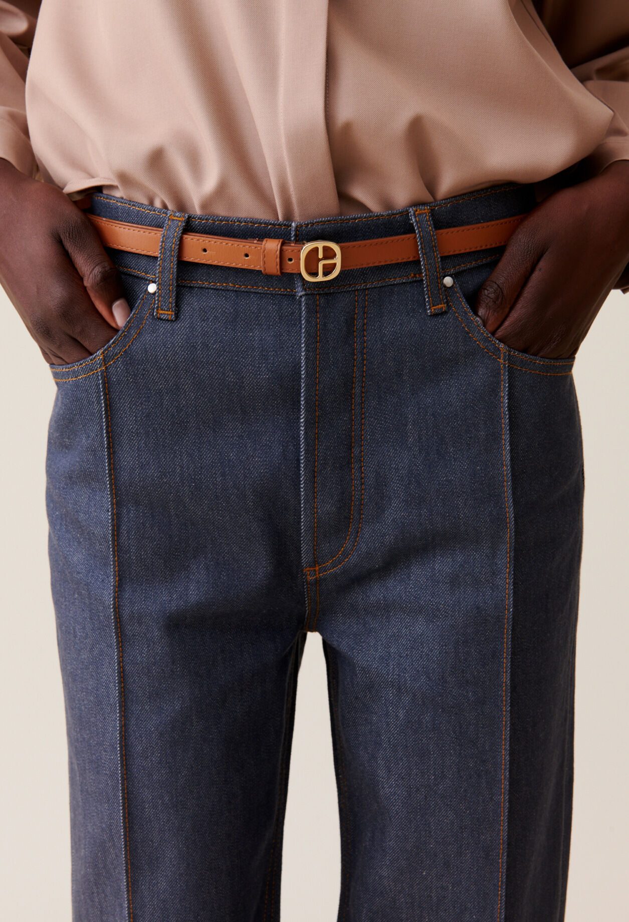 CP Gold Buckle Leather Belt