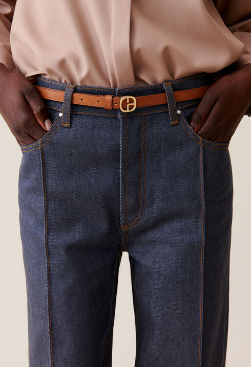 CP Gold Buckle Leather Belt