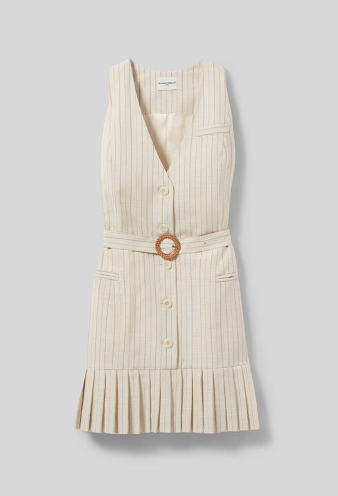 Pleated fitted short dress