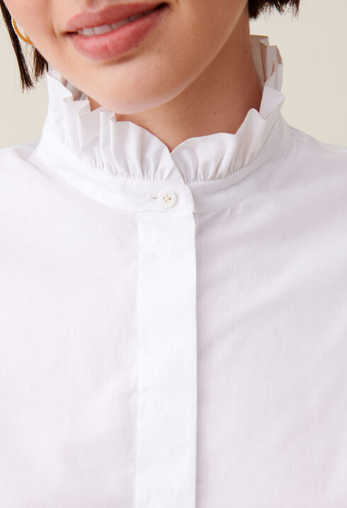 White shirt with ruffled collar