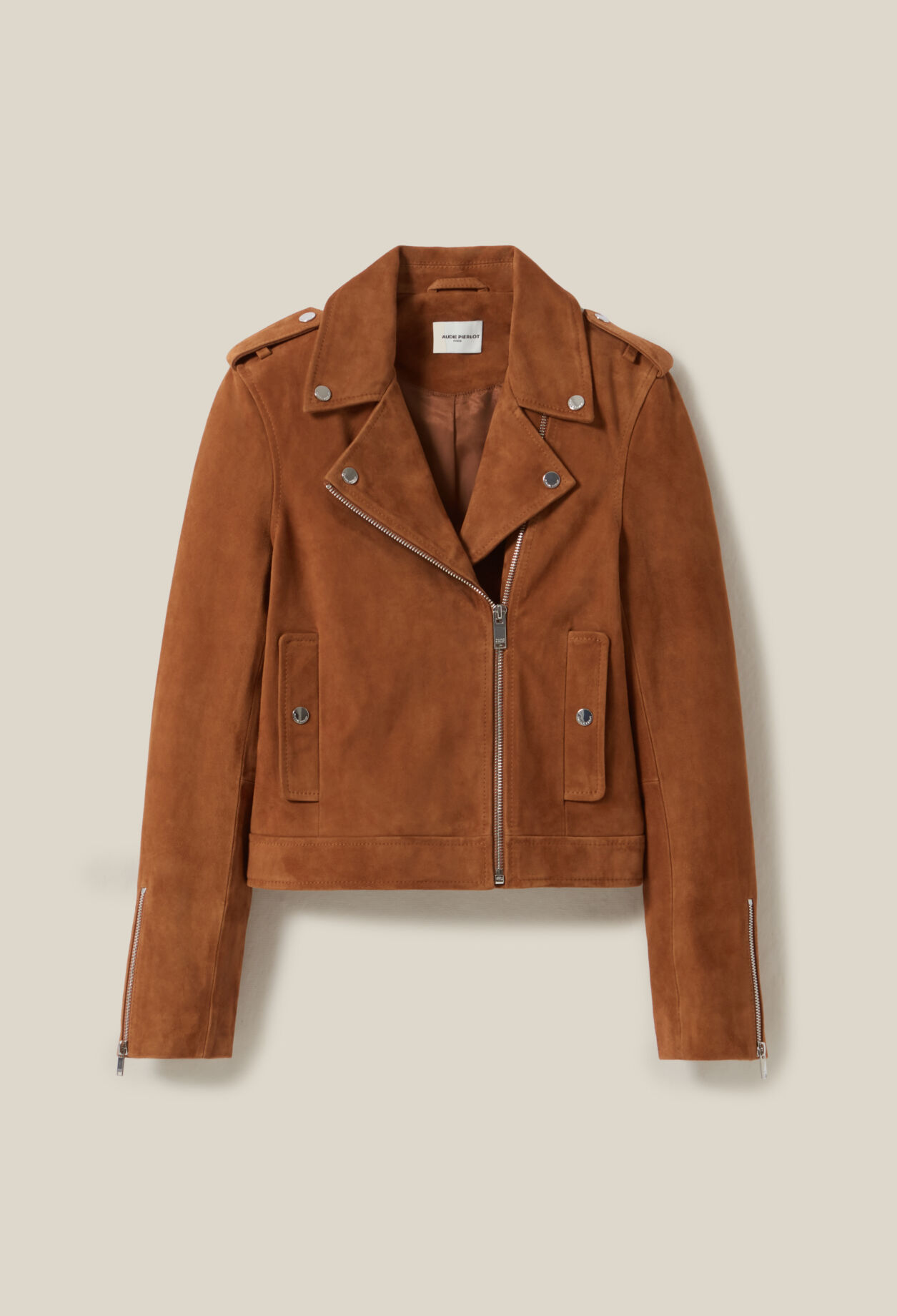 Suede leather biker jacket