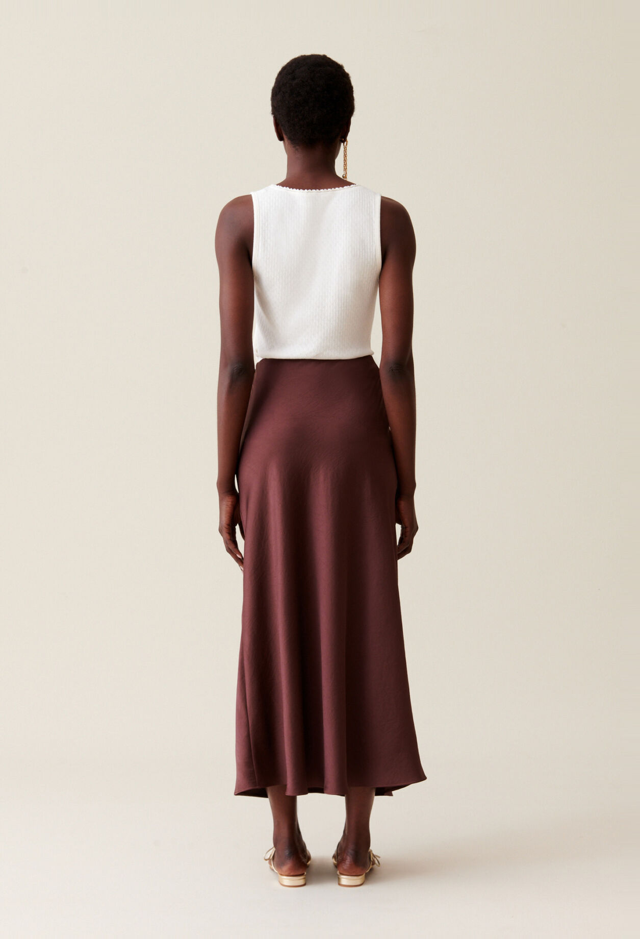 Flowing Satin Midi Skirt