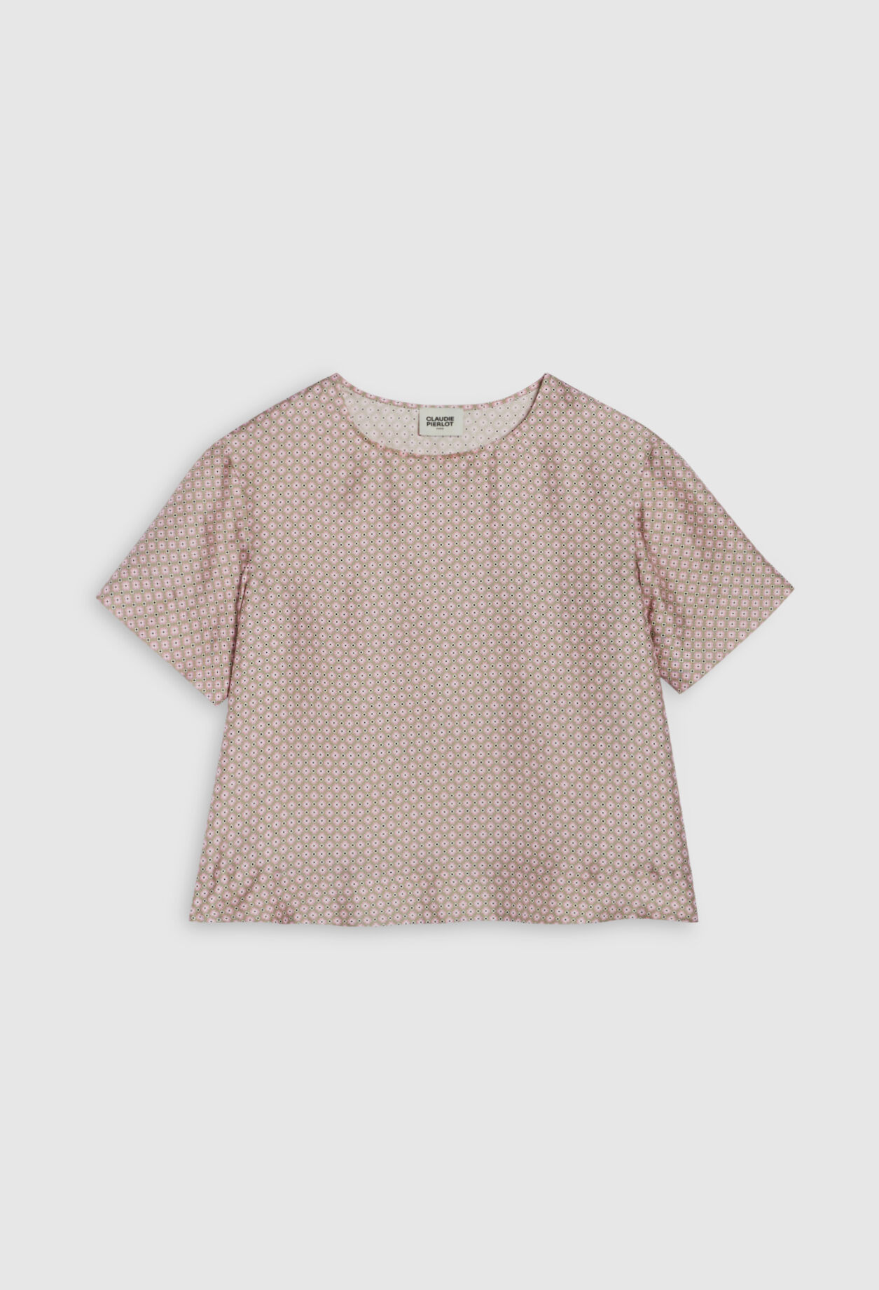 Printed pink silk blouse