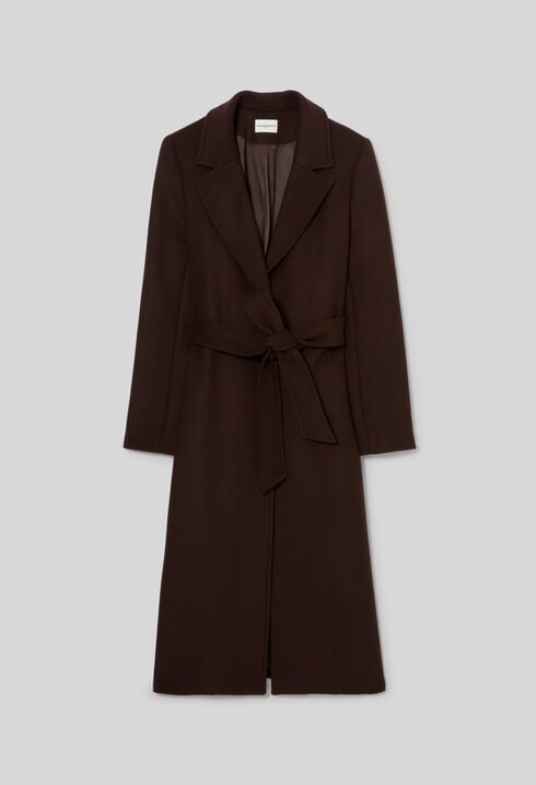 Long belted wool coat