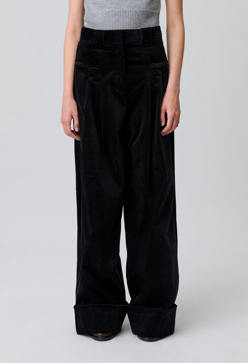 Wide-Leg Velvet Trousers