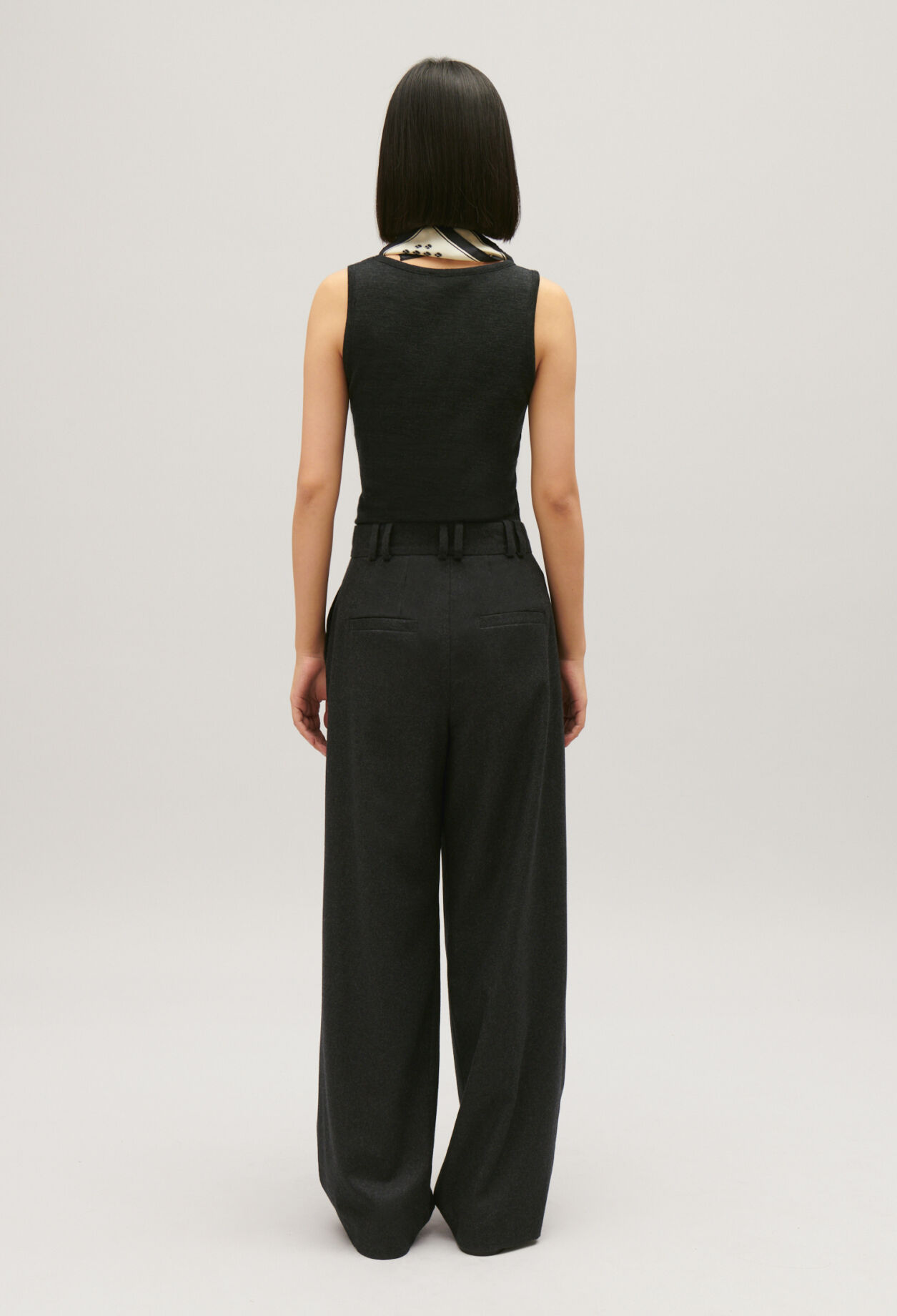 Flecked grey wide-leg trousers