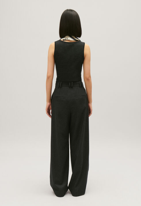 Flecked grey wide-leg trousers