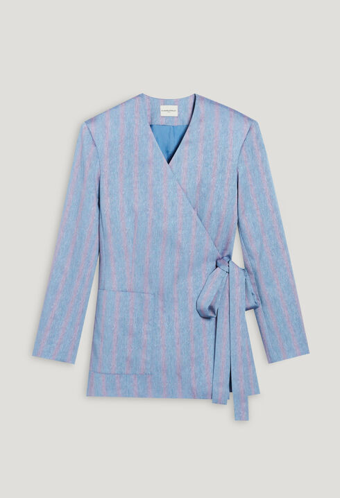 Blue striped kimono jacket