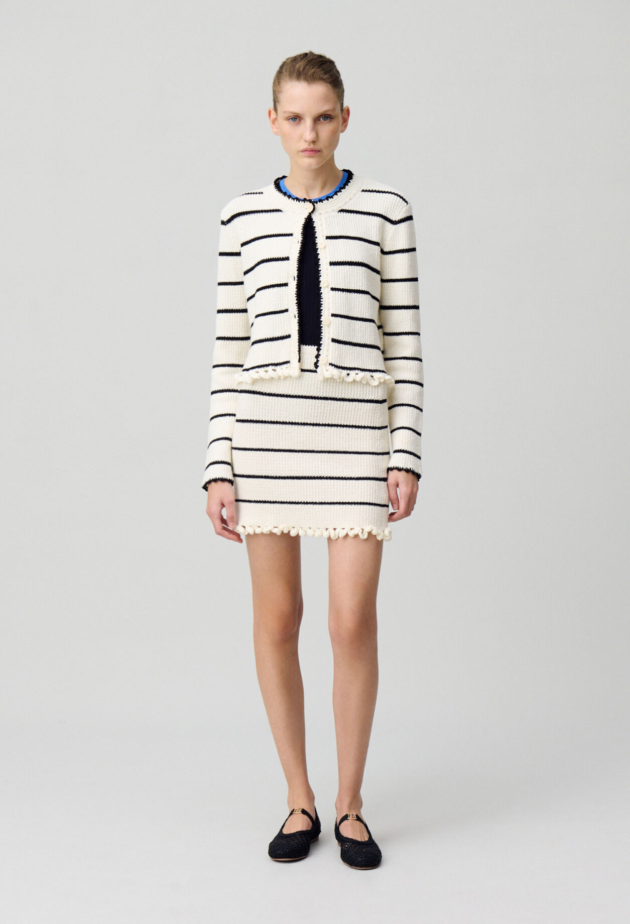 Striped fine knit skirt