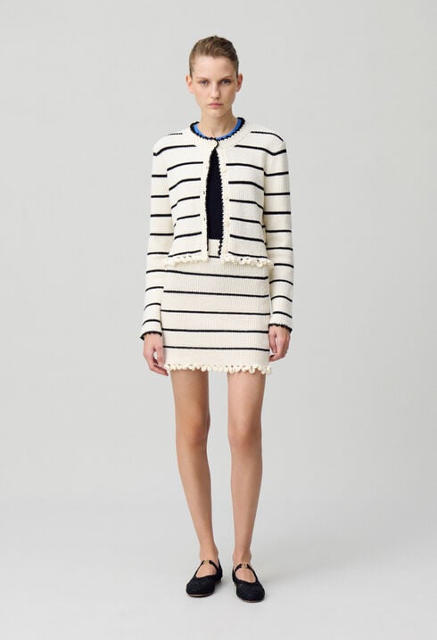 Striped fine knit skirt