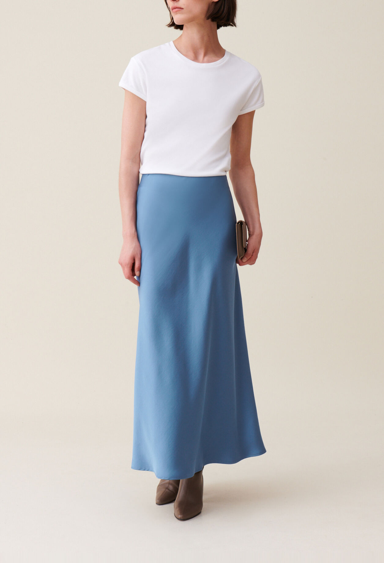 Flowing Satin Midi Skirt