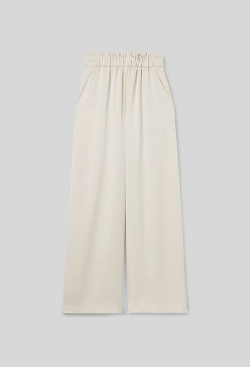 Wide-leg trousers with smocked waistband