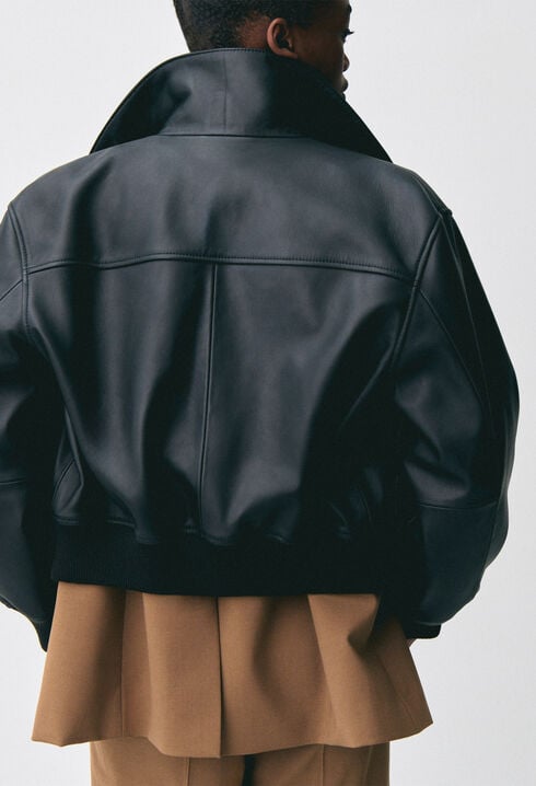 Leather bomber jacket