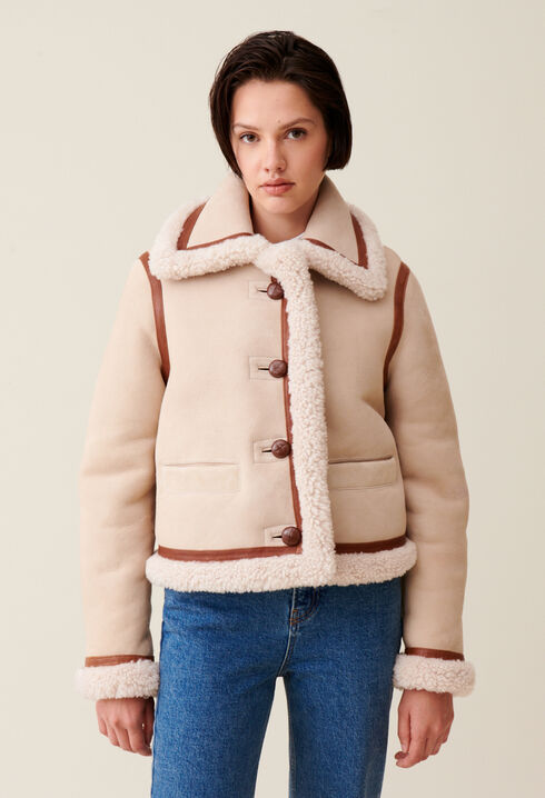 Beige shearling jacket
