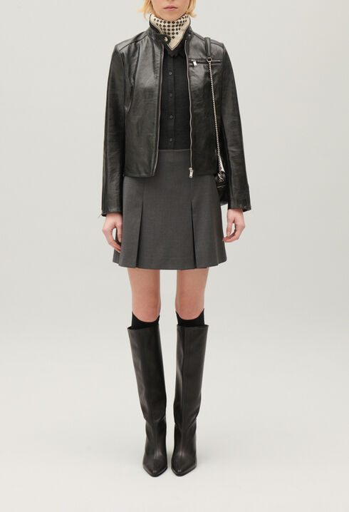 Black leather biker jacket
